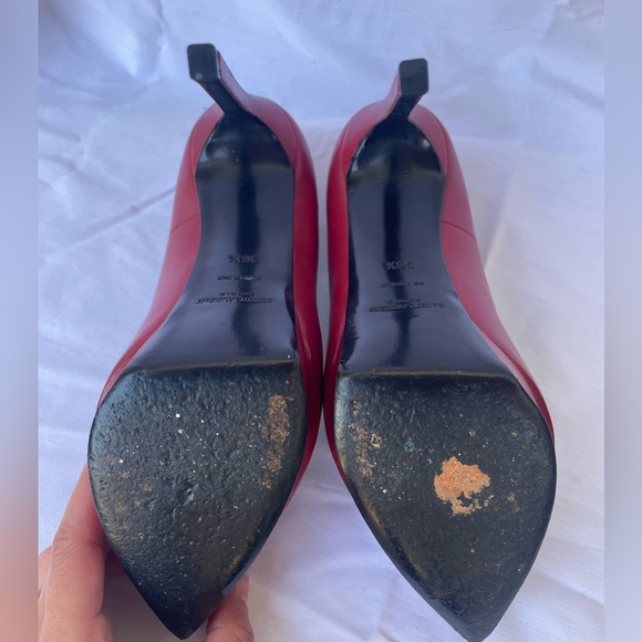 YSL Red Janis Leather Platform Pumps - Picture 6 of 7
